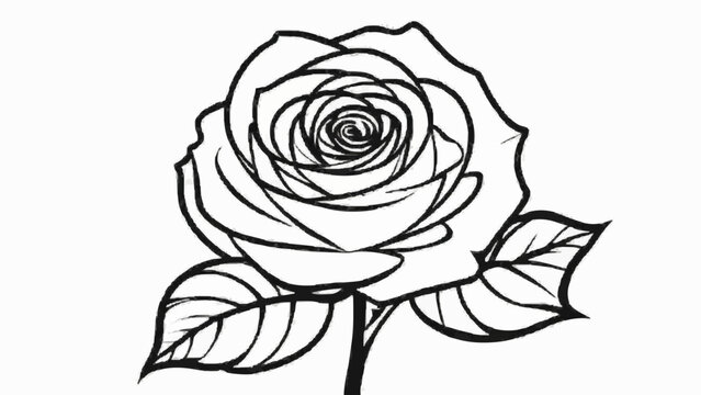 Black rose flower vector illustration, floral design pattern on white background for vintage love decoration art