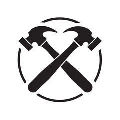 Minimal Black Hammer Emblem Showing Premium Strength and Industrial Heritage
