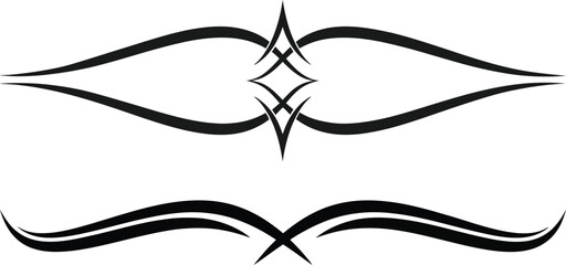 Set of Abstract Black Decorative Text Dividers Vector on Transparent Background