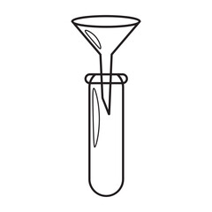 test tube and funnel line icon 