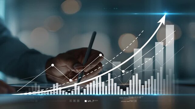 Financial chart stock market business analysis businessman tablet digital graph investment trading data visualization technology  candlestick chart growth economy market trend analytics strategy  - Powered by Adobe