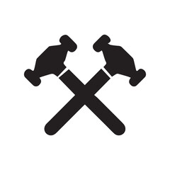 Crest Shield Crossed Hammer Logo Representing Courage Reliability and Strong Craftsmanship