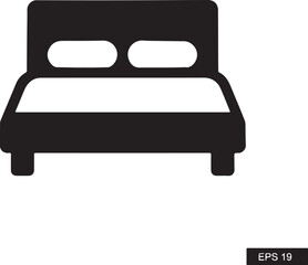 PrintSimple black silhouette icon of a double bed with pillows