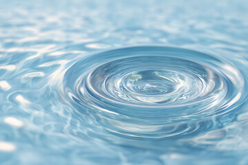 Captivating close-up of circular ripples expanding across the clear water surface, showcasing the fluidity and serenity of water