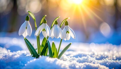 Snowdrops in Sunlight - A Symbol of Springs Arrival.