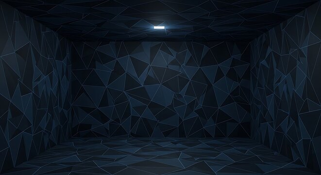 Empty square room with Dark abstract triangle background - Powered by Adobe