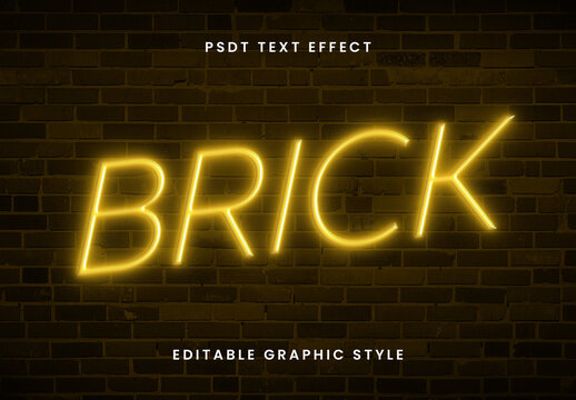 Neon Light Tube Brick Text Effect