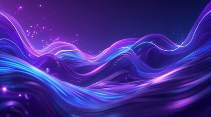  Futuristic glowing neon background of deep purple and blue gradient waves, with shimmering energy motion and vibrant innovation, where electric blue undertones bleed into rich purple hues, evoking a 
