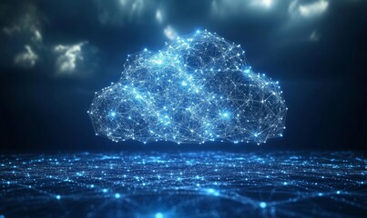 Cloud computing and global networking concept, emphasizing the future of communication and artificial intelligence. This visual incorporates digital lines, cloud motifs, Generative AI