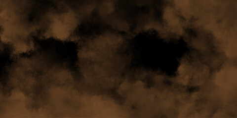 Eerie black background with billowing brown smoke on black background. old style dark brown grunge texture, brush painted . Old and grainy orange paper texture, vector,
