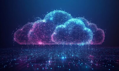 Cloud computing and global networking concept, emphasizing the future of communication and artificial intelligence. This visual incorporates digital lines, cloud motifs, Generative AI