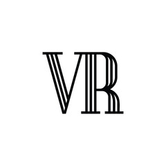 VR monogram logo design letter text name symbol monochrome logotype alphabet character simple logo