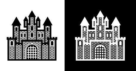 Fototapeta premium black and white illustration of castle icon