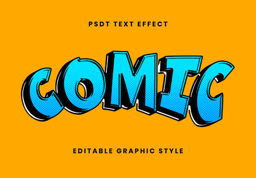 Blue And Black Cartoon Text Effect Comic Fun Halftone Font