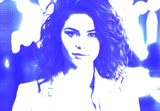 Blue And White Vintage Risograph Grain Photo Effect