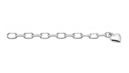 Silver Chain Bracelet With Heart Charm on White Background