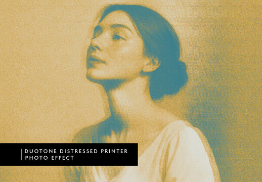 Yellow And Blue Distressed Printer Ink Photo Effect