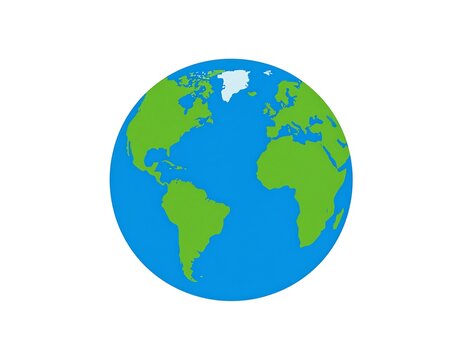 Simplified illustration of planet Earth, showcasing continents and oceans - Powered by Adobe