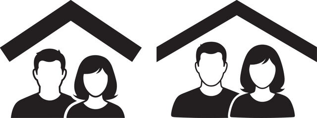 Couple under roof silhouette