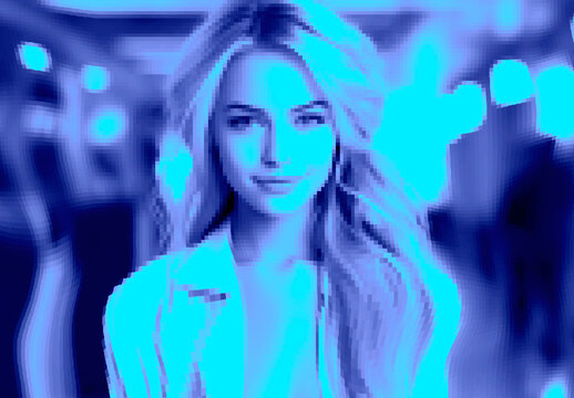 Blue And Cyan Pixel Melt Chromatic Flow Photo Effect