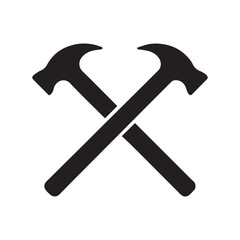 Square End Crossed Hammer Logo Showing Strong Modern Industrial Design Style
