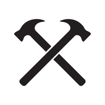 Square End Crossed Hammer Logo Showing Strong Modern Industrial Design Style