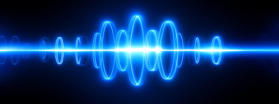Concentric magnetic field lines formed from pure radiant light, dynamically warping the surrounding space around an ultra-thin laser beam, energy flow, electromagnetic force, modern physics.