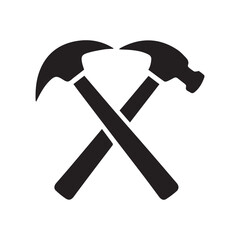 Elegant Thin Line Hammer Emblem Representing Precision Craftsmanship and Balanced Strength