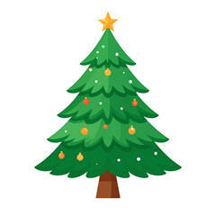 Cute Christmas Tree Clipart Green tree with deecorations on transparent background