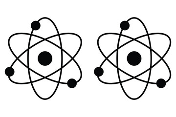 Obraz premium Physics atomic structure. Global science, research, connections, computing and data processing concept . Vector atom icon on white background. Vector illustration.