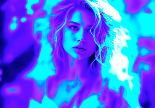 Blue And Purple Pixel Melt Heatwave Photo Effect
