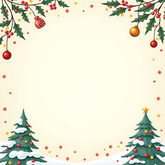 christmas background with christmas tree and snowflakes