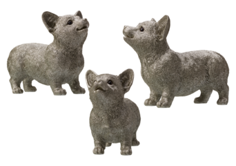 Small silver dog doll cut out isolated transparent background