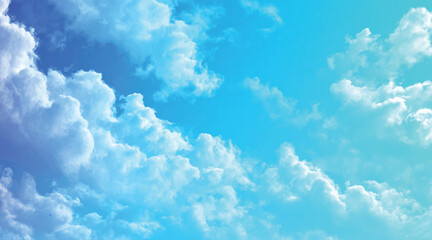 Fototapeta premium Beautiful bright blue sky with light airy white clouds white clouds over blue sky. White cloud on blue sky