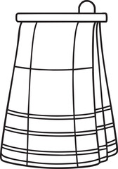 Traditional scottish kilt line art illustration with plaid pattern outlines for cultural fashion and heritage design