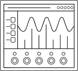 Oscilloscope display line art showing waveform graph, perfect for science, medical, and electronic visualization