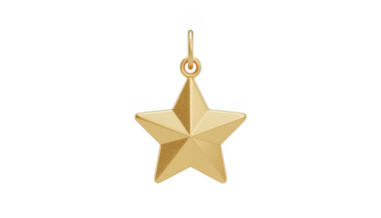 Golden Star Pendant on White Background