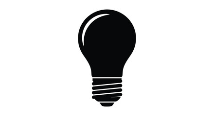 Simple black silhouette of an incandescent light bulb on a white background