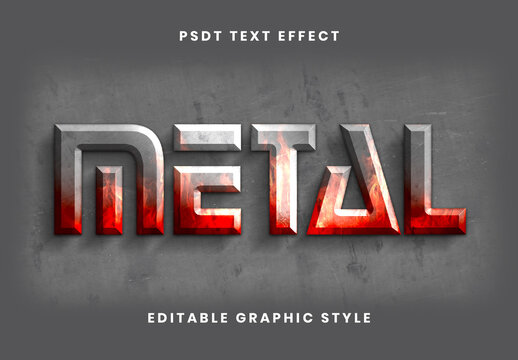 Silver And Red Metal Text Effect Fire Industrial Embossed Font