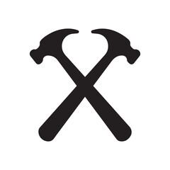 Geometric Triangle Crossed Hammer Logo Showing Futuristic Industrial Strength and Precision