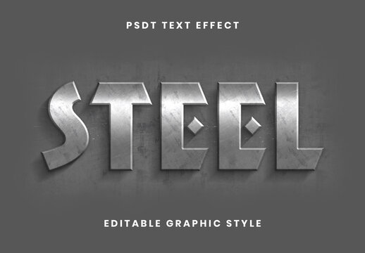 Silver Metal Text Effect Steel Industrial Engraved Font