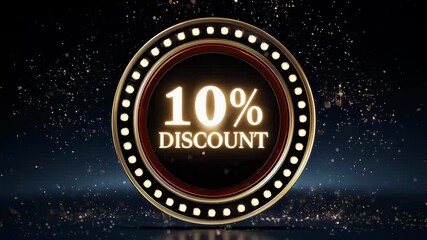 Luxurious golden 10 percent discount emblem with sparkling particles and bokeh effects sale offer - Powered by Adobe