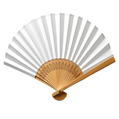 Elegant Hand Fan: A classic, open hand fan made from delicate paper and sleek wood, showcasing intricate patterns and textures, perfect for a touch of refined simplicity.