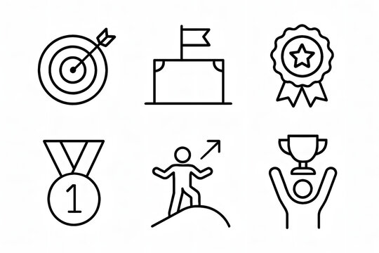 Business Icons: a collection of minimalistic icon, each portraying core business concept and goals. The icons are crafted with a clean line style, promoting simplicity. 