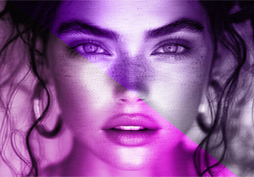 Purple And Black Double Light Photo Effect