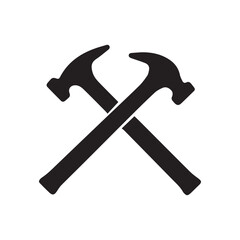 Thick Thin Hammer Emblem Representing Contrast Power and Skilled Industry