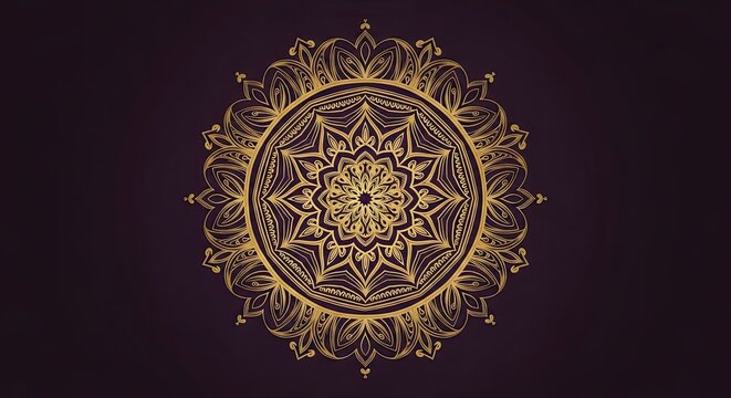 Elegant golden mandala design on a dark background showcasing intricate floral patterns