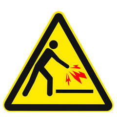 Caution: Electrical Hazard: A striking triangular warning sign depicts an individual and sparks, symbolizing an electrical hazard. A stark visual guide to emphasize safety awareness.