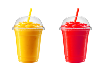 Refreshing Mango Smoothie in Plastic Cup isolated on transparent background