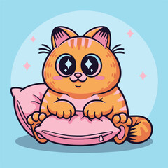 cute cat sitting on his bed